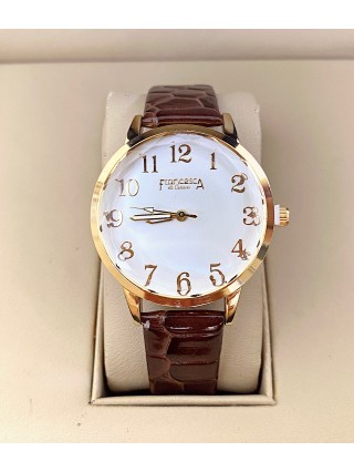 Ceas dama maro cu bratara din piele ecologica si cadran simplu