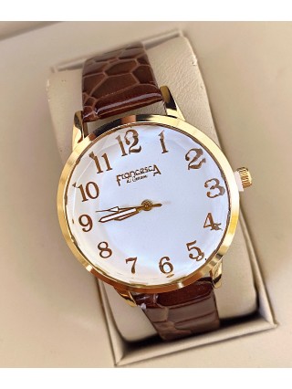 Ceas dama maro cu bratara din piele ecologica si cadran simplu