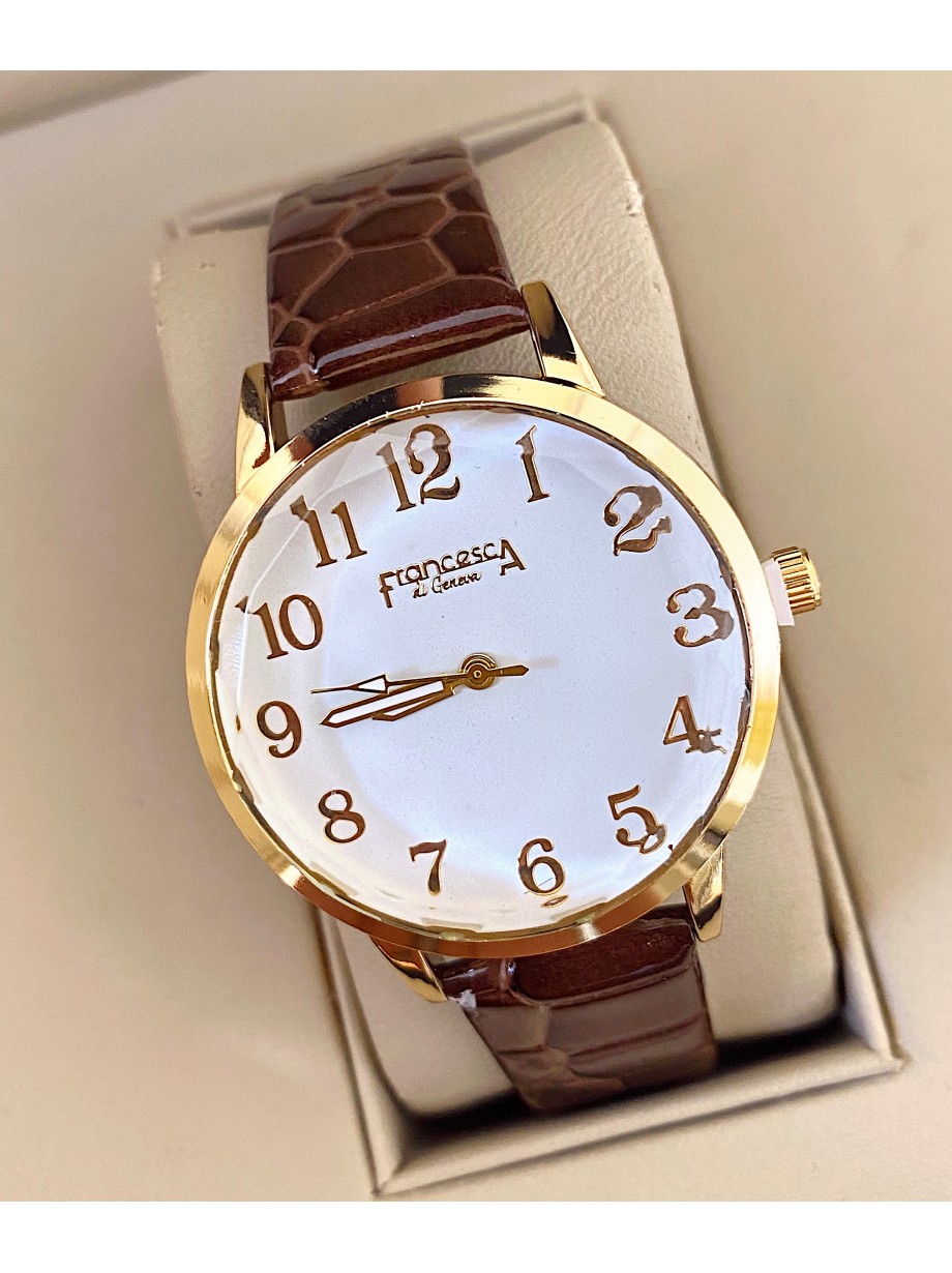 Ceas dama maro cu bratara din piele ecologica si cadran simplu