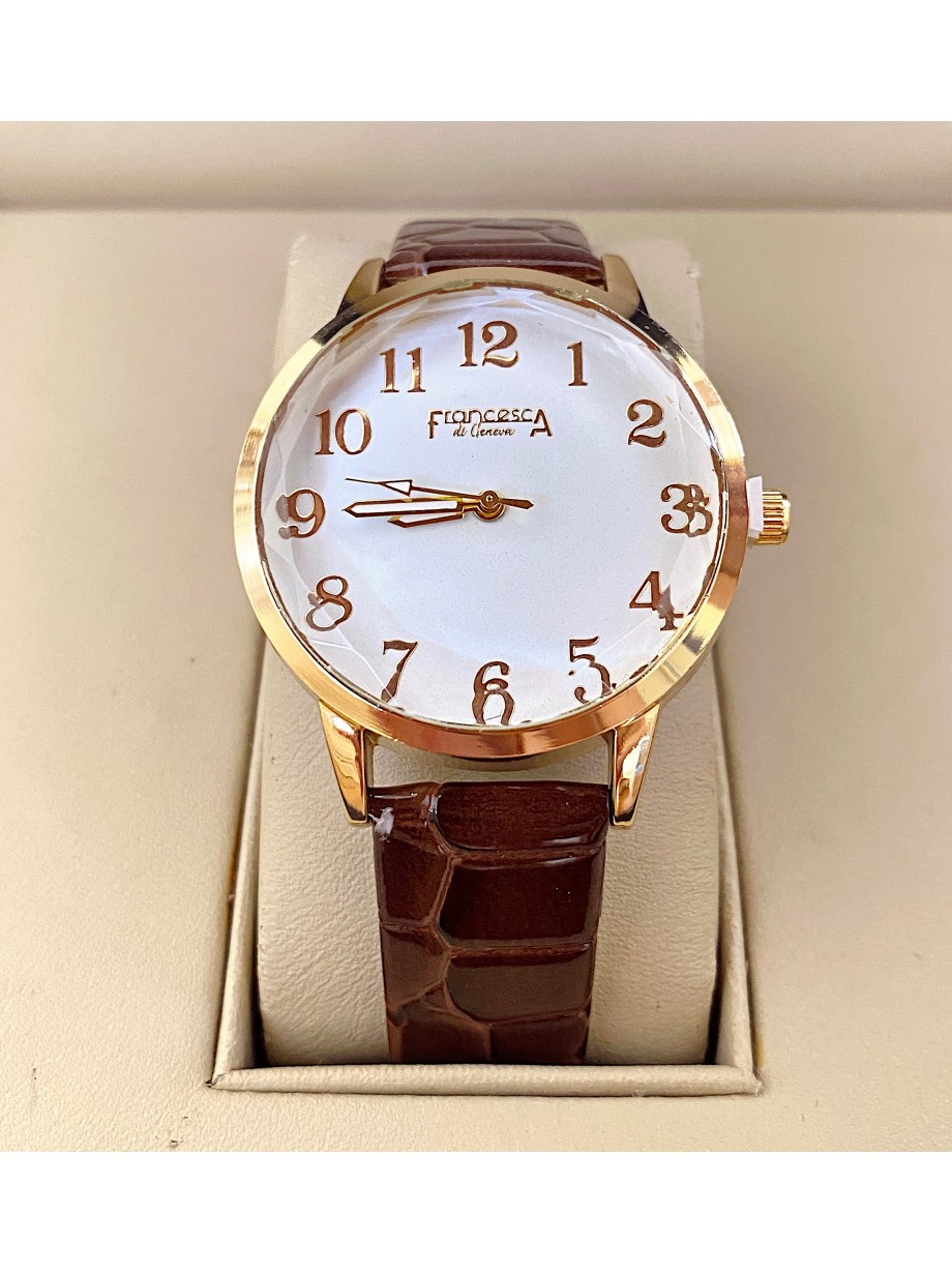 Ceas dama maro cu bratara din piele ecologica si cadran simplu