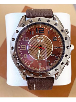 Ceas barbat maro cu bratara din piele ecologica si cadran cu cerc