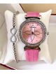 Ceas dama roz cu bratara din piele ecologica si cadran cu stea