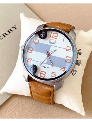 Ceas barbat maro cu bratara din piele ecologica si cadran cu gri