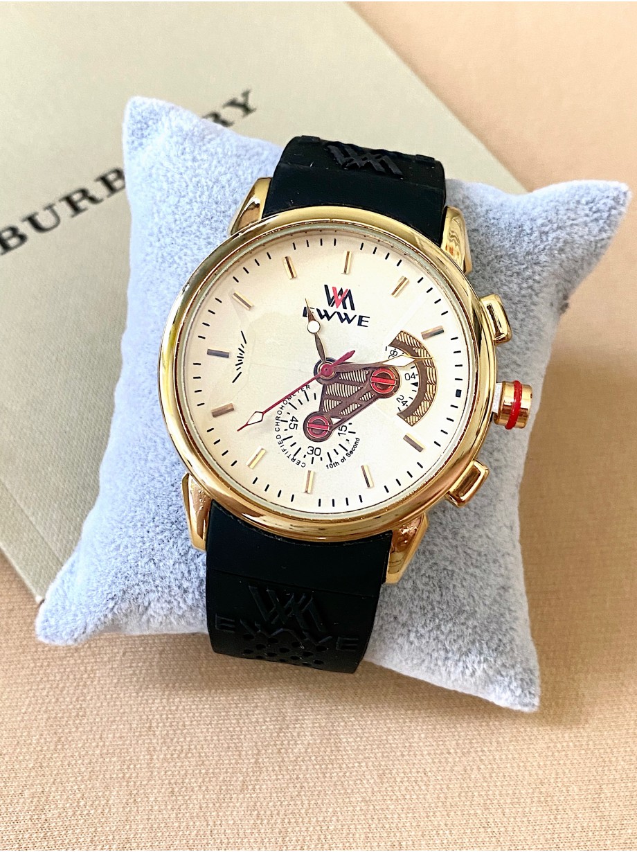 Ceas dama negru cu bratara din piele ecologica si cadran cu maro