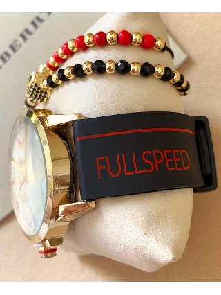 Ceas barbat negru cu bratara din piele ecologica si cadran alb