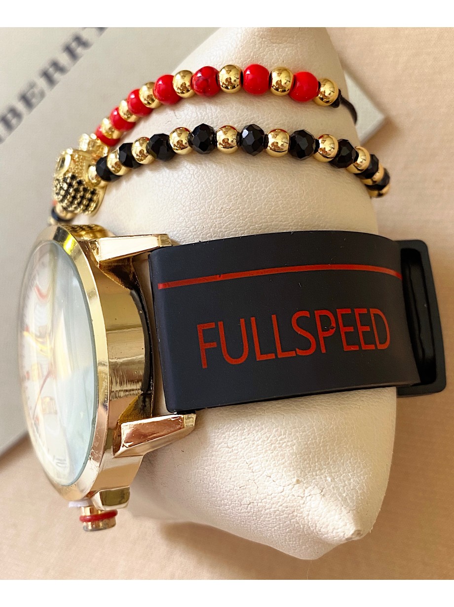 Ceas barbat negru cu bratara din piele ecologica si cadran alb