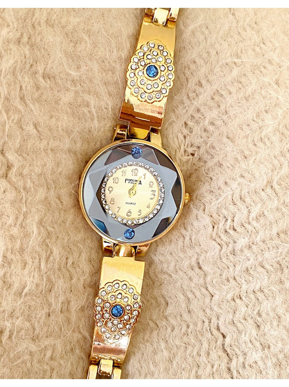 Ceas dama auriu cu bratara metalica si cadran deosebit