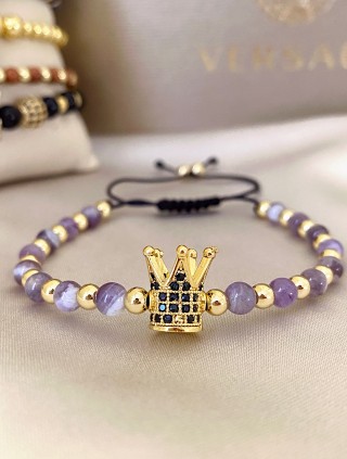 Bratara dama model deosebit cu piatra semipretioasa Ametist si design special coroana