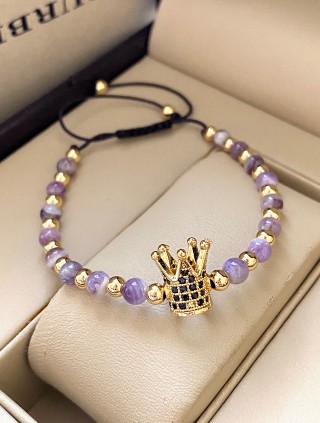 Bratara dama model deosebit cu piatra semipretioasa Ametist si design special coroana