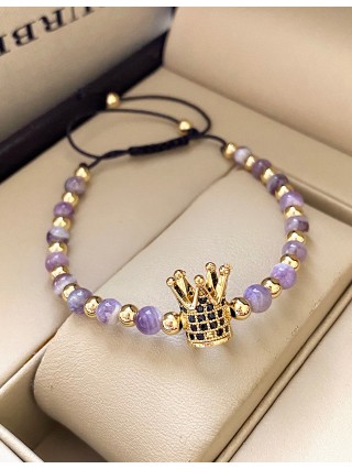 Bratara dama model deosebit cu piatra semipretioasa Ametist si design special coroana