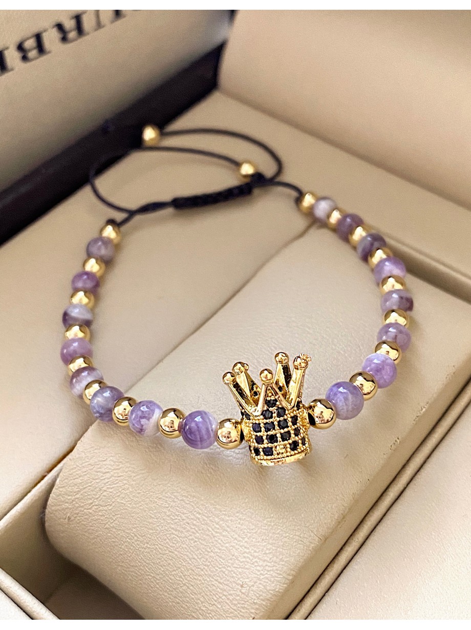 Bratara dama model deosebit cu piatra semipretioasa Ametist si design special coroana
