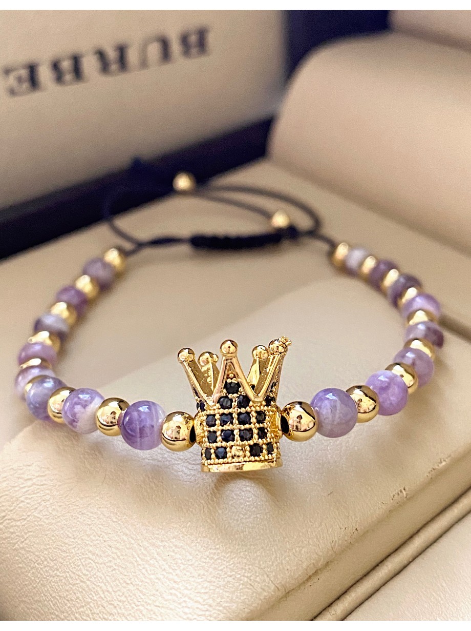 Bratara dama model deosebit cu piatra semipretioasa Ametist si design special coroana