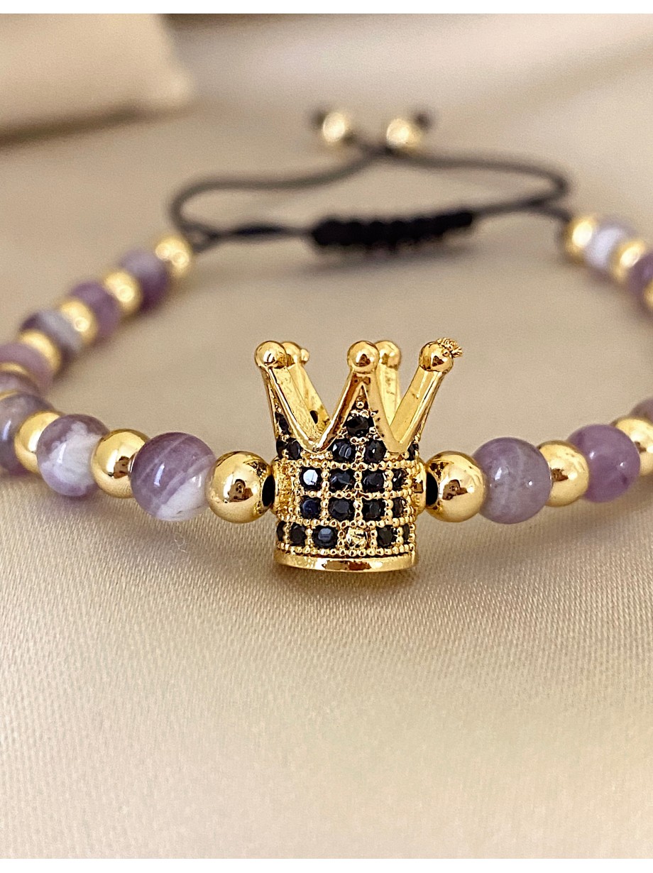 Bratara dama model deosebit cu piatra semipretioasa Ametist si design special coroana