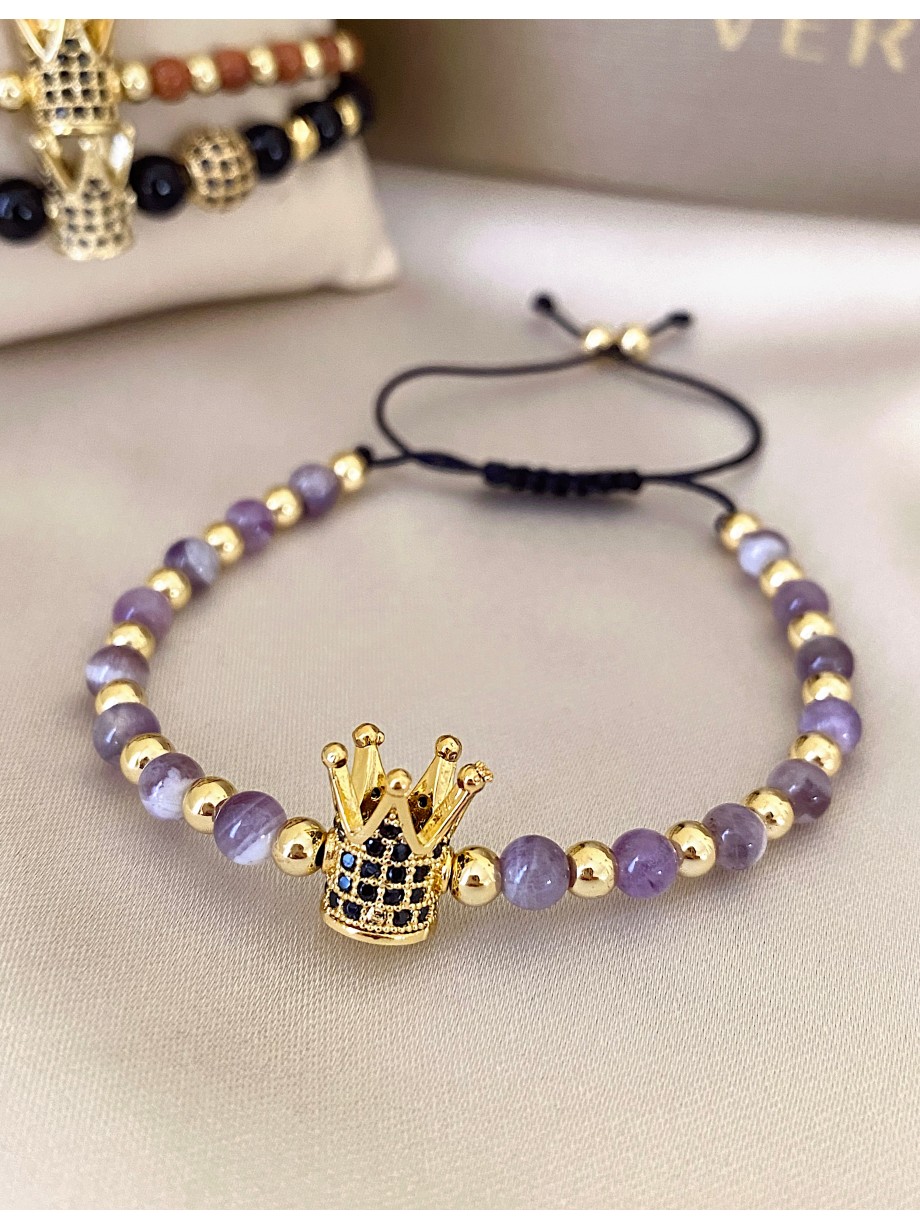 Bratara dama model deosebit cu piatra semipretioasa Ametist si design special coroana
