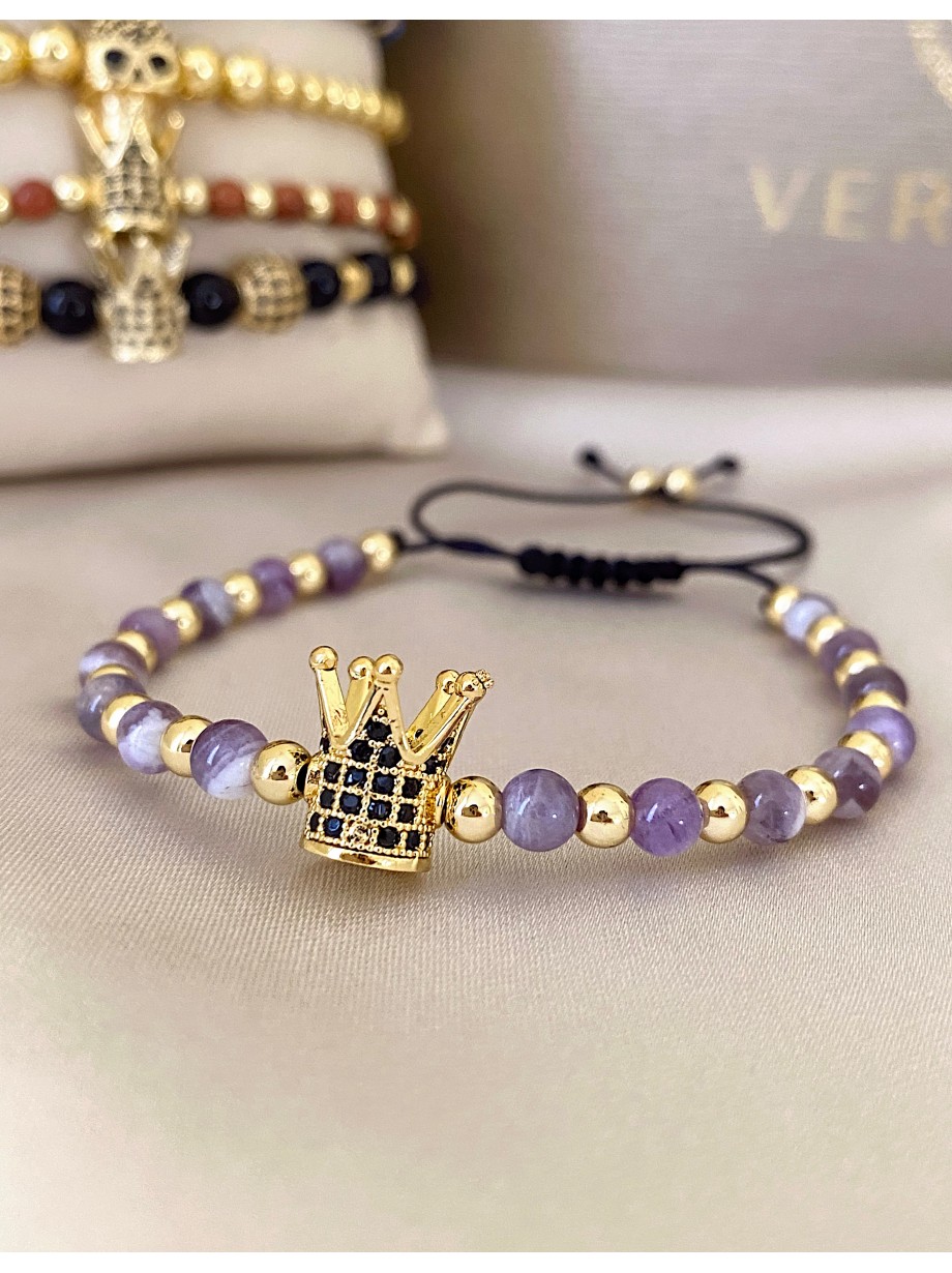 Bratara dama model deosebit cu piatra semipretioasa Ametist si design special coroana