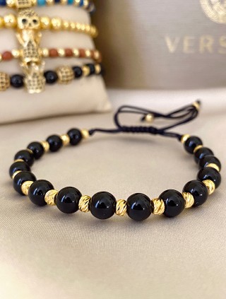 Bratara dama model deosebit cu piatra semipretioasa Onix si design simplu