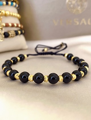 Bratara dama model deosebit cu piatra semipretioasa Onix si design simplu