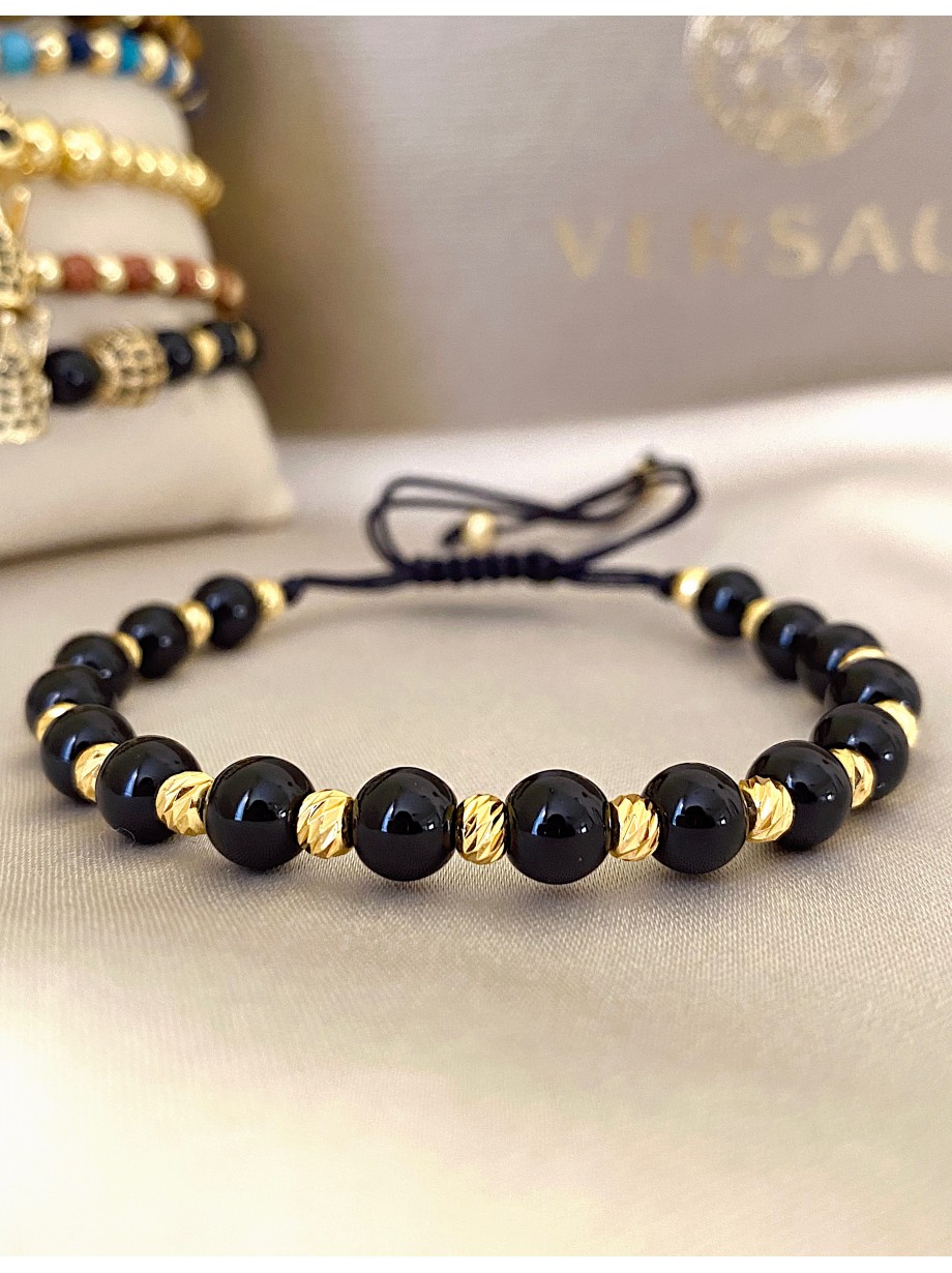 Bratara dama model deosebit cu piatra semipretioasa Onix si design simplu