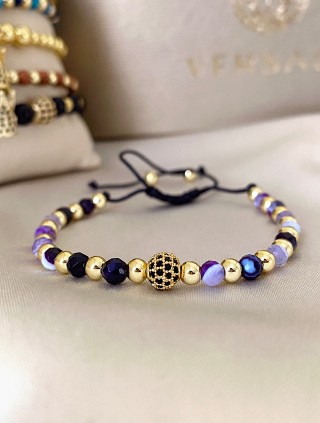 Bratara dama model deosebit cu piatra semipretioasa Agata mov si design special biluta