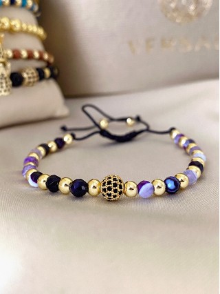 Bratara dama model deosebit cu piatra semipretioasa Agata mov si design special biluta