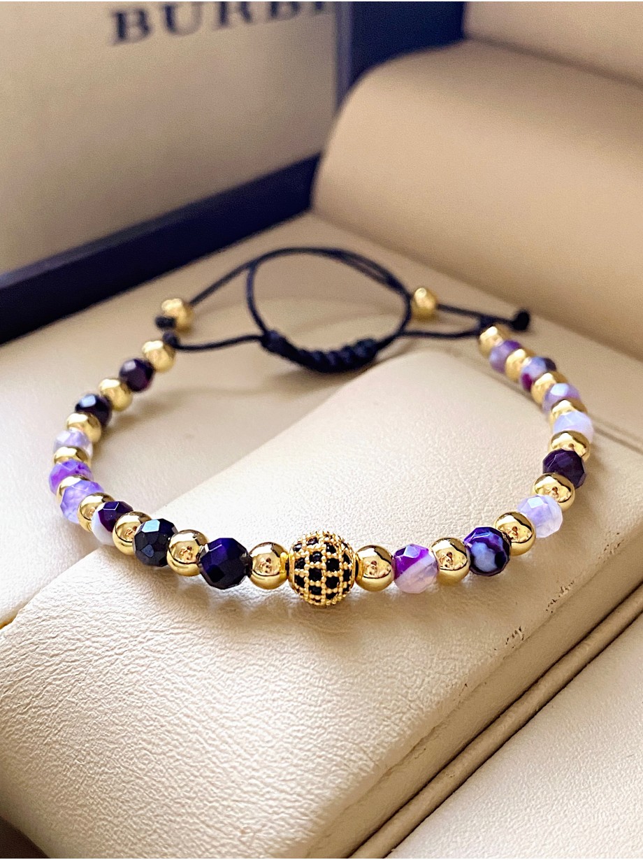 Bratara dama model deosebit cu piatra semipretioasa Agata mov si design special biluta