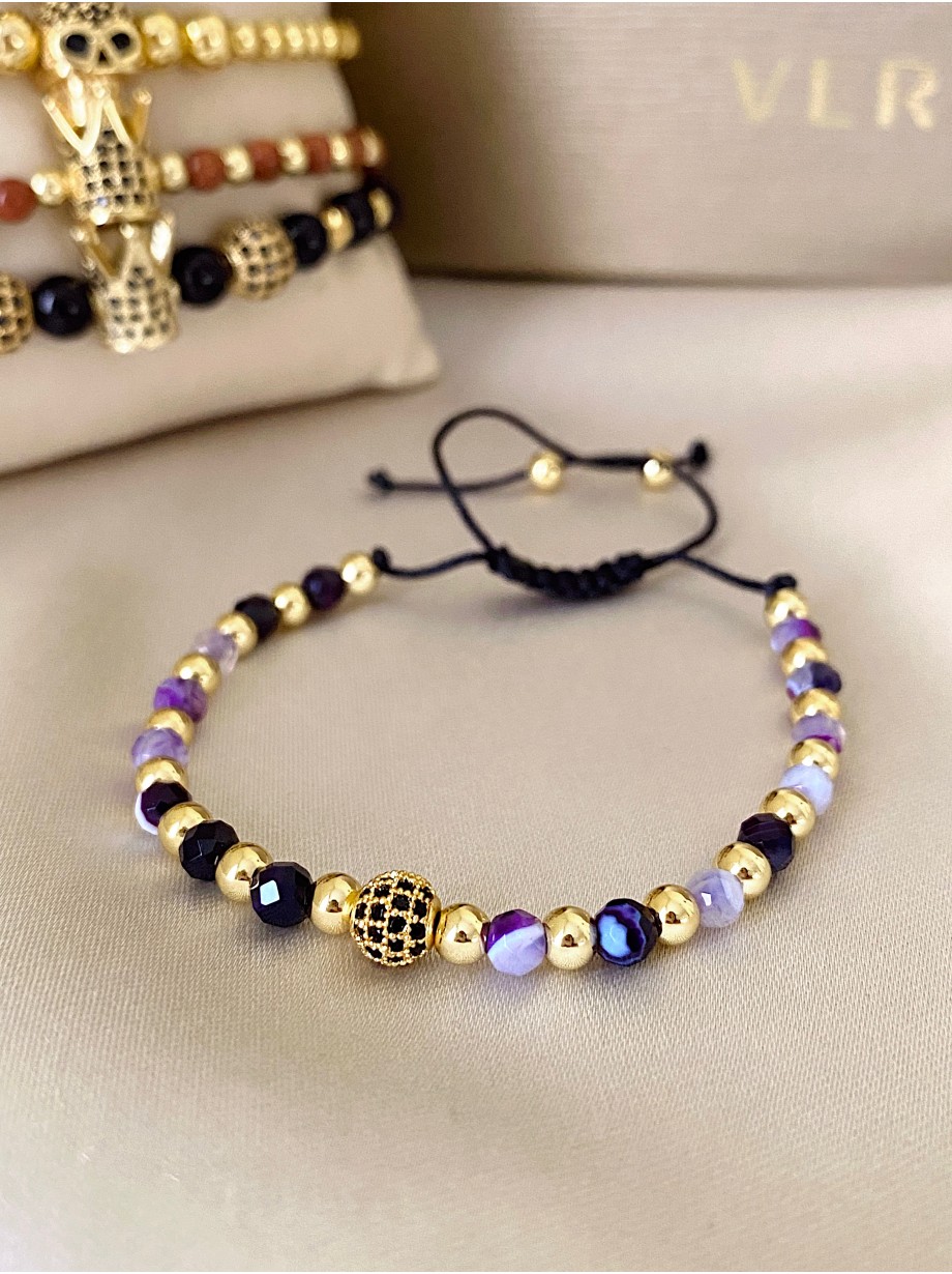 Bratara dama model deosebit cu piatra semipretioasa Agata mov si design special biluta