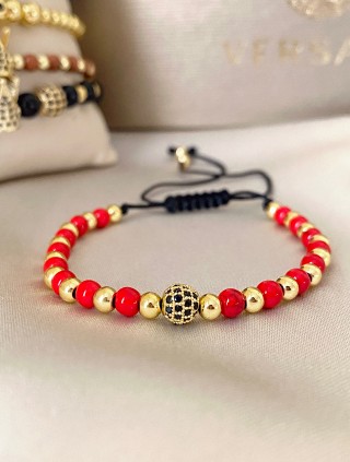 Bratara dama model deosebit cu piatra semipretioasa Howlit si design special cu biluta