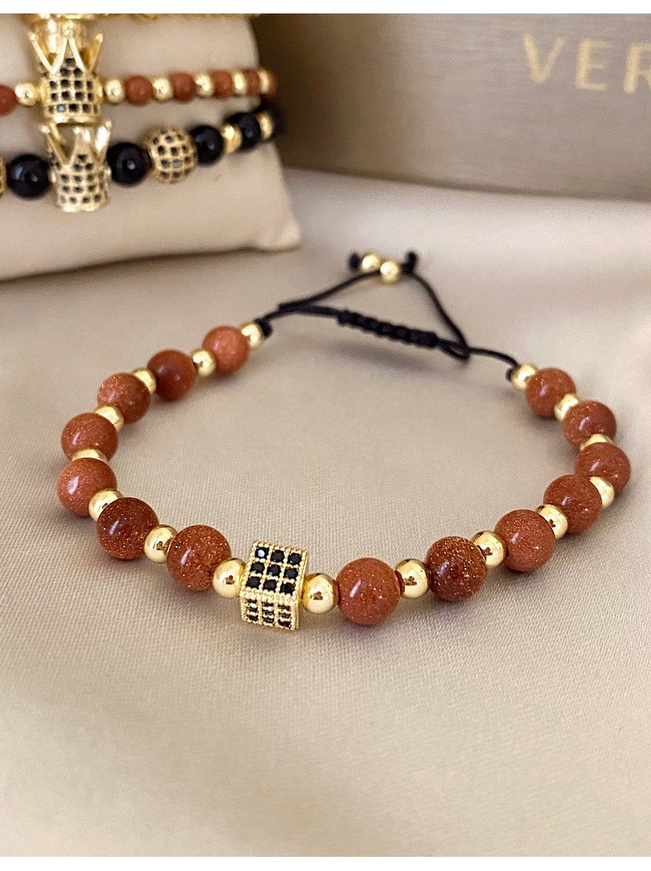 Bratara dama model deosebit cu piatra semipretioasa Piatra soarelul si design special patrat