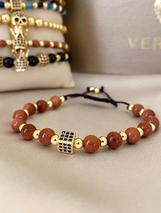 Bratara dama model deosebit cu piatra semipretioasa Piatra soarelul si design special patrat