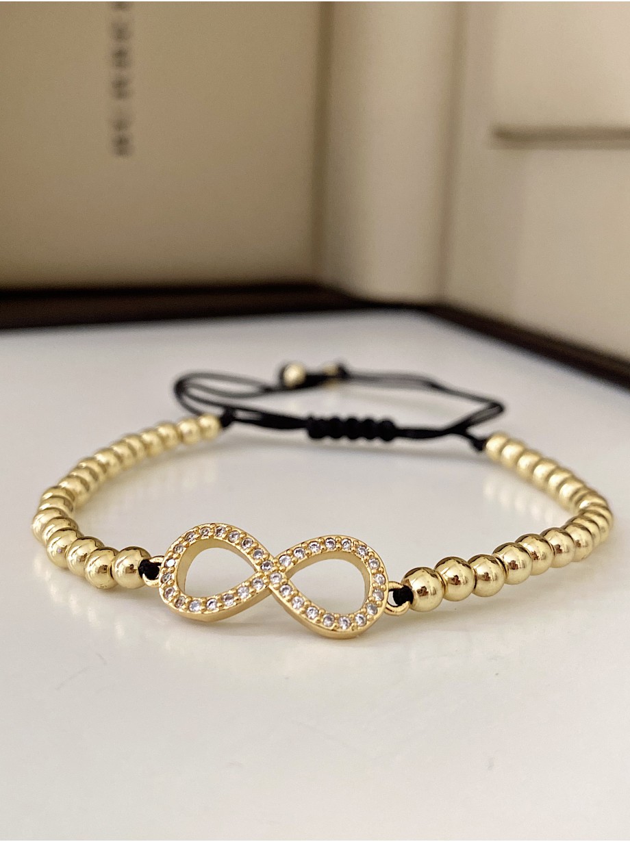 Bratara dama model deosebit cu margele aurii si infinit
