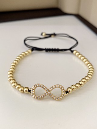 Bratara dama model deosebit cu margele aurii si infinit