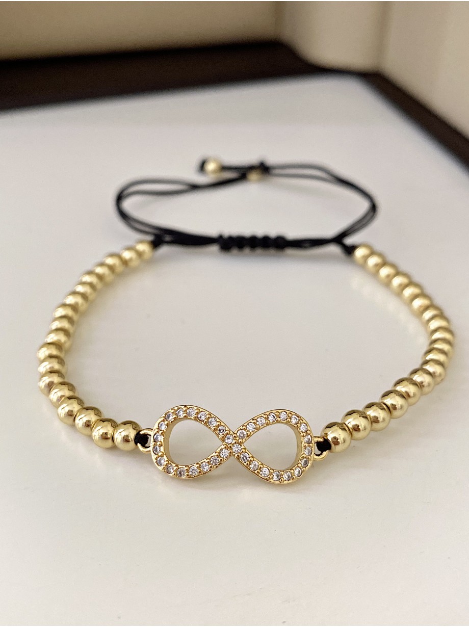 Bratara dama model deosebit cu margele aurii si infinit
