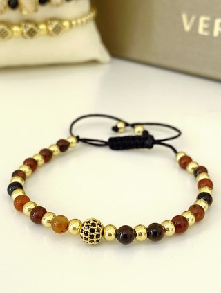 Bratara dama model deosebit cu piatra semipretioasa Ochi de tigru si design special biluta