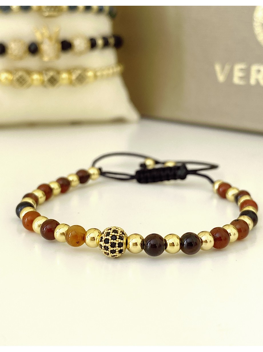 Bratara dama model deosebit cu piatra semipretioasa Ochi de tigru si design special biluta