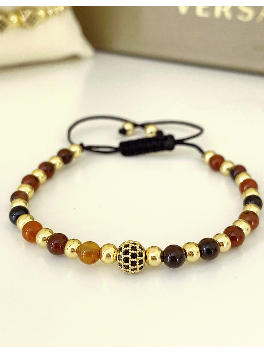 Bratara dama model deosebit cu piatra semipretioasa Ochi de tigru si design special biluta