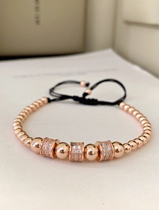 Bratara dama model deosebit cu margele roze si 3 cercuri