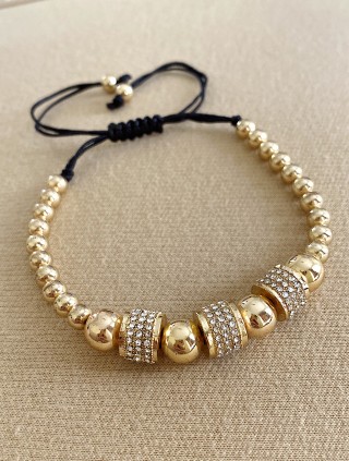 Bratara dama model deosebit cu margele aurii si 3 cercuri