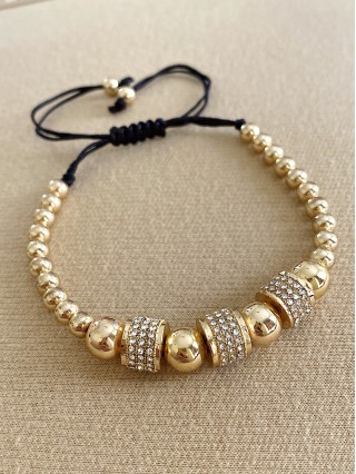 Bratara dama model deosebit cu margele aurii si 3 cercuri