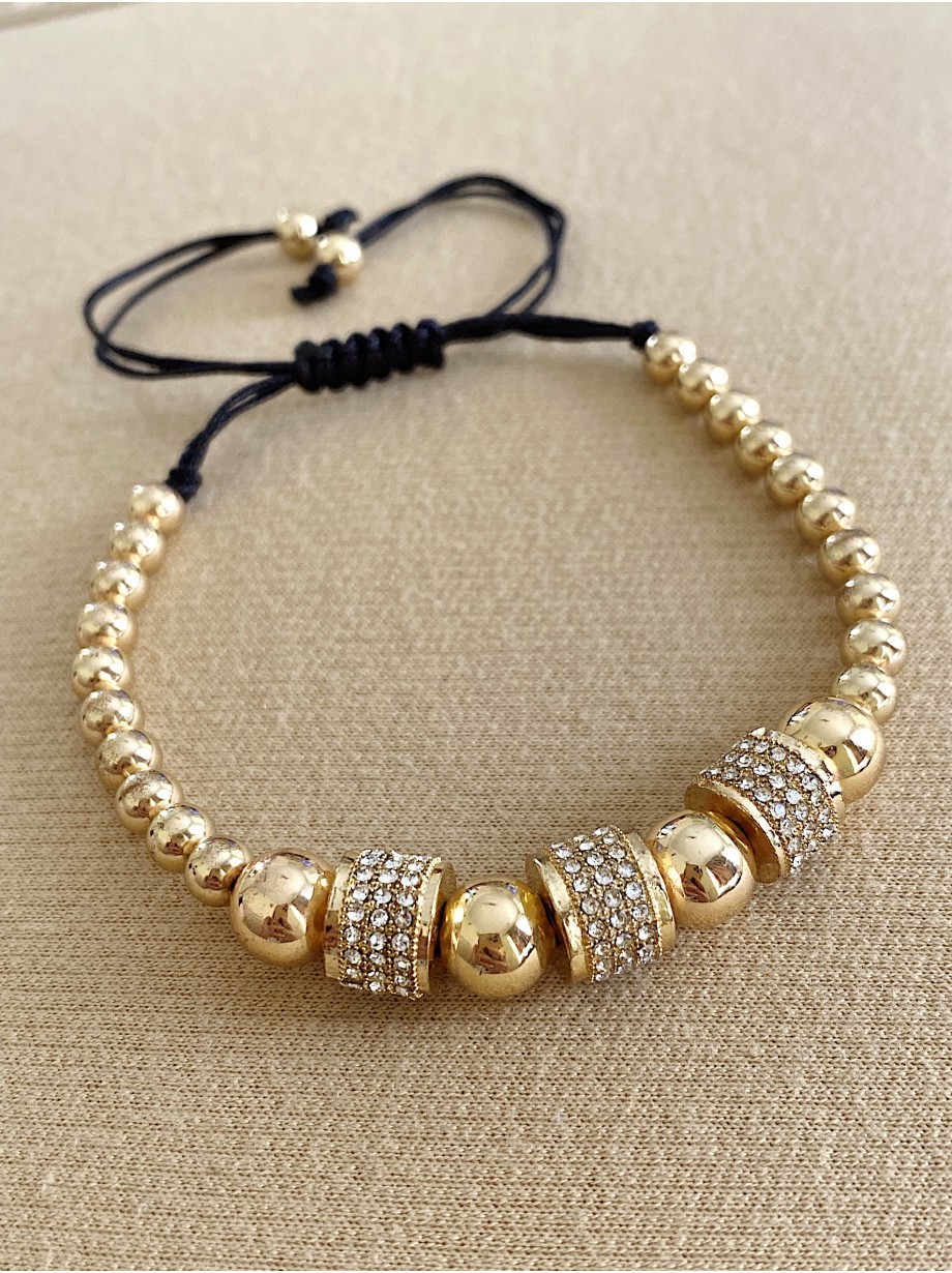 Bratara dama model deosebit cu margele aurii si 3 cercuri