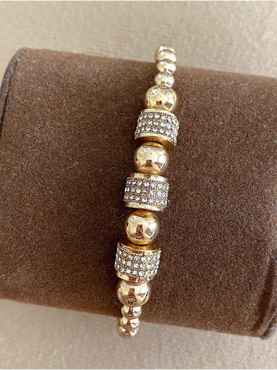 Bratara dama model deosebit cu margele aurii si 3 cercuri