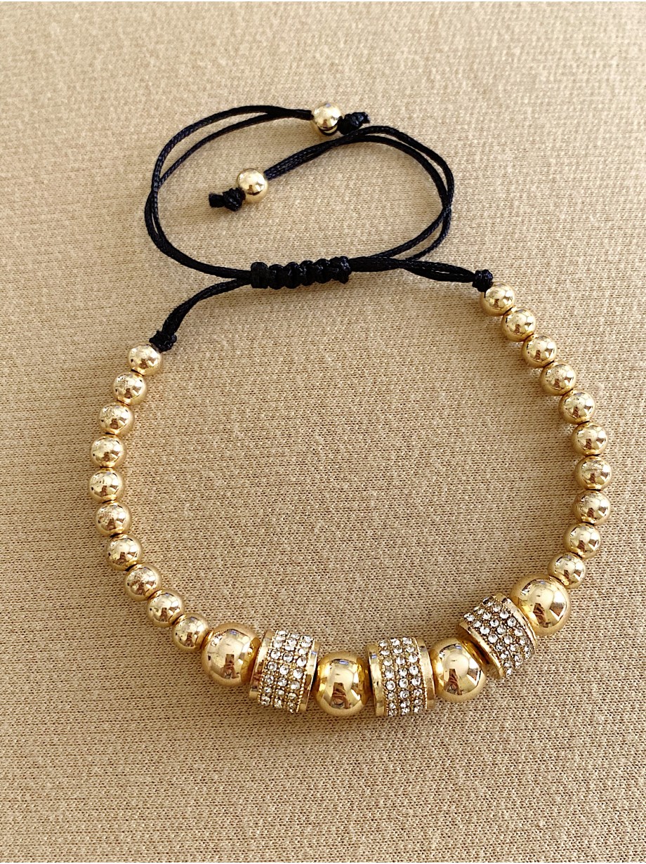 Bratara dama model deosebit cu margele aurii si 3 cercuri