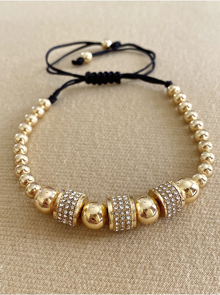 Bratara dama model deosebit cu margele aurii si 3 cercuri