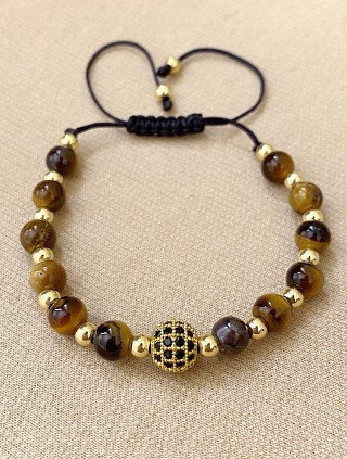 Bratara dama model deosebit cu piatra semipretioasa Ochi de tigru si design special biluta