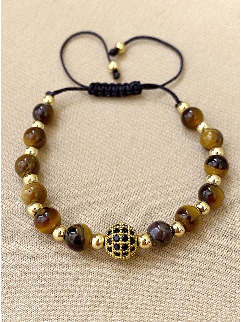 Bratara dama model deosebit cu piatra semipretioasa Ochi de tigru si design special biluta