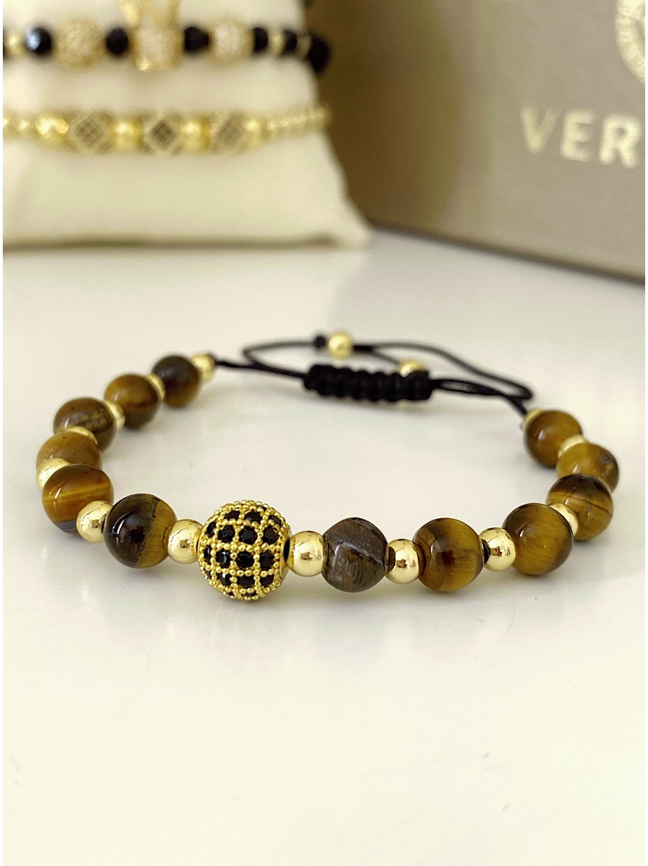 Bratara dama model deosebit cu piatra semipretioasa Ochi de tigru si design special biluta