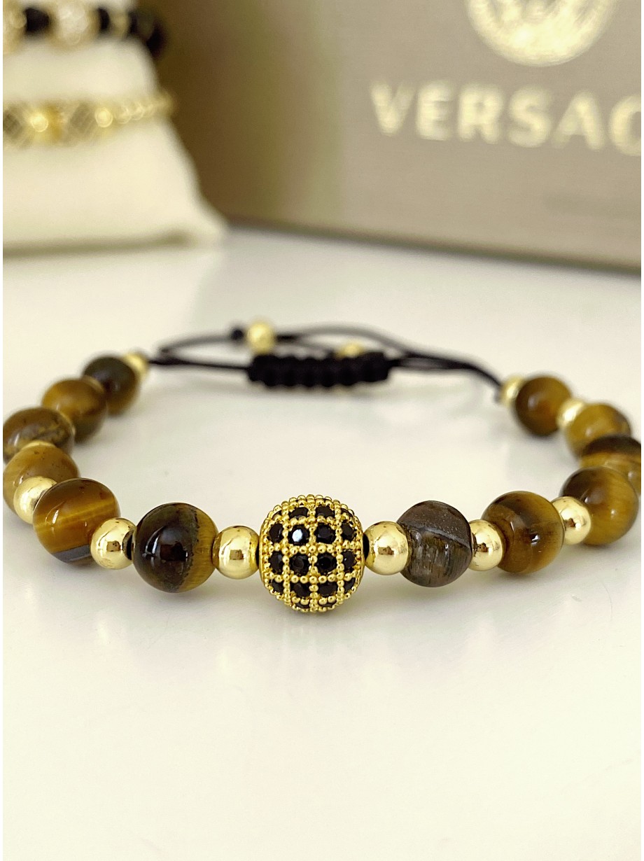 Bratara dama model deosebit cu piatra semipretioasa Ochi de tigru si design special biluta