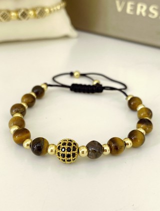 Bratara dama model deosebit cu piatra semipretioasa Ochi de tigru si design special biluta