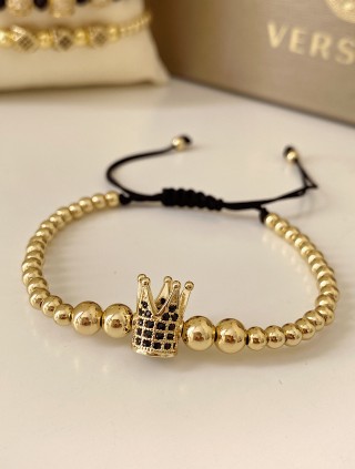 Bratara dama model deosebit cu margele aurii si patrat