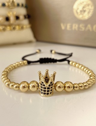 Bratara dama model deosebit cu margele aurii si patrat