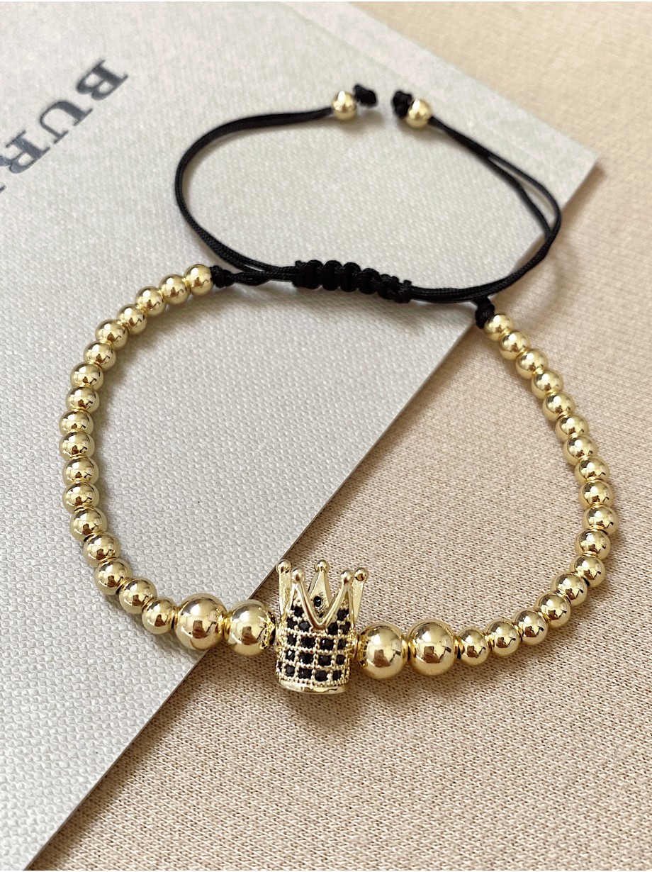 Bratara dama model deosebit cu margele aurii si patrat